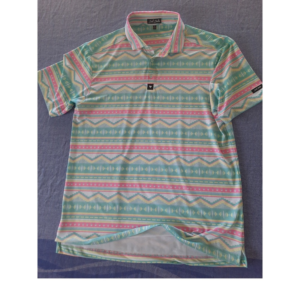 Bad Birdie Mens XL Golf Polo Shirt Pastel Southwestern Geometric Performance